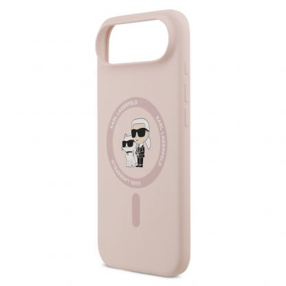 Дизайнерски силиконов кейс с MagSafe за iPhone 17 Air - Karl Lagerfeld Liquid Silicone Karl and Choupette Heads MagSafe Case (розов) 5