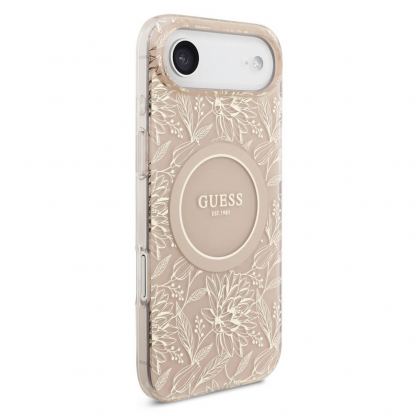 Хибриден удароустойчив кейс с MagSafe и връзка за ръка за iPhone 17 Air - Guess IML Flower Allover Strap MagSafe Case (розов) 3