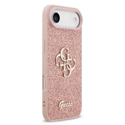Силиконов (TPU) калъф за iPhone 17 Air - Guess PU Fixed Glitter 4G Metal Logo Case (розов) 4