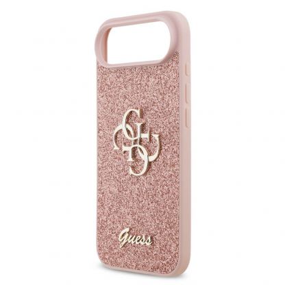 Силиконов (TPU) калъф за iPhone 17 Air - Guess PU Fixed Glitter 4G Metal Logo Case (розов) 5
