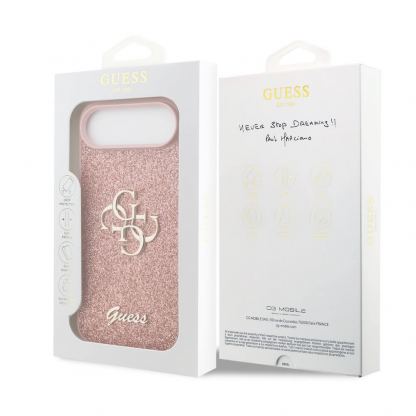 Силиконов (TPU) калъф за iPhone 17 Air - Guess PU Fixed Glitter 4G Metal Logo Case (розов) 7