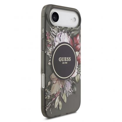 Хибриден удароустойчив кейс с MagSafe и връзка за ръка за iPhone 17 Air - Guess IML Flower Pearl Strap MagSafe Case (черен) 3