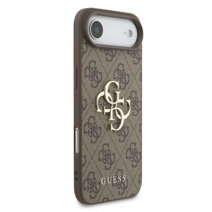 Дизайнерски кожен кейс с връзка за ръка за iPhone 17 Air - Guess PU 4G Metal Logo Strap Case (кафяв) 3