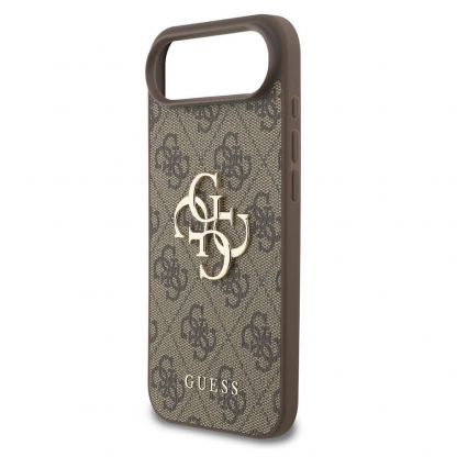 Дизайнерски кожен кейс с връзка за ръка за iPhone 17 Air - Guess PU 4G Metal Logo Strap Case (кафяв) 4