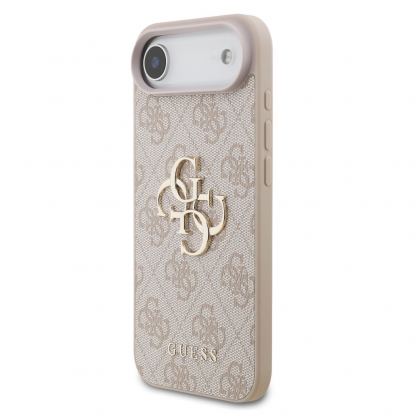 Дизайнерски кожен кейс с връзка за ръка за iPhone 17 Air - Guess PU 4G Metal Logo Strap Case (розов) 2