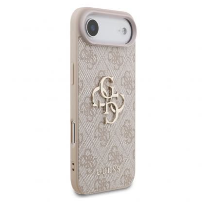 Дизайнерски кожен кейс с връзка за ръка за iPhone 17 Air - Guess PU 4G Metal Logo Strap Case (розов) 3