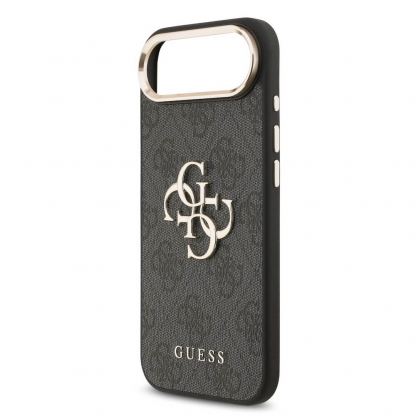 Дизайнерски кожен кейс за iPhone 17 Air - Guess PU Leather 4G Metal Logo Gold Frame Case (черен) 5