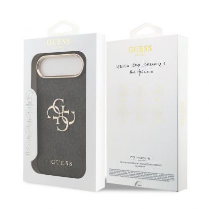 Дизайнерски кожен кейс за iPhone 17 Air - Guess PU Leather 4G Metal Logo Gold Frame Case (черен) 7