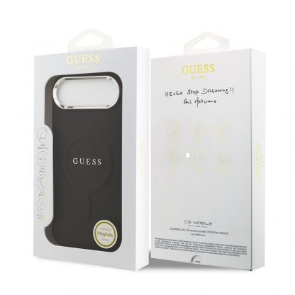Дизайнерски кожен кейс с MagSafe за iPhone 17 Air - Guess PU Saffiano MagSafe Case (черен) 7