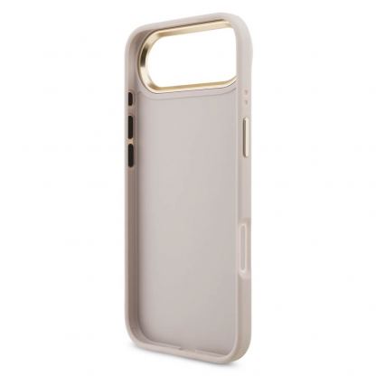 Дизайнерски кожен кейс за iPhone 17 Air - Guess PU Leather 4G Metal Logo Gold Frame Case (розов) 5