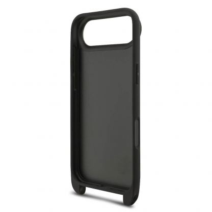 Дизайнерски кожен кейс с връзка за носене за iPhone 17 Air - Karl Lagerfeld Saffiano Crossbody Metal Karl and Choupette Case (черен) 6