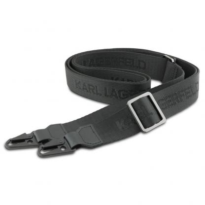 Дизайнерски кожен кейс с връзка за носене за iPhone 17 Air - Karl Lagerfeld Saffiano Crossbody Metal Karl and Choupette Case (черен) 7