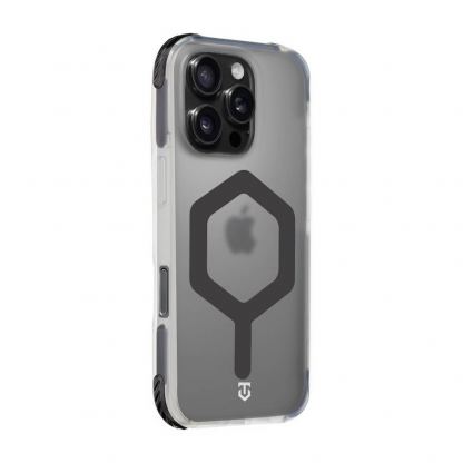 Хибриден удароустойчив кейс с MagSafe за iPhone 16 Pro - Tactical MagForce Hexagon Cover (черен-прозрачен) 2
