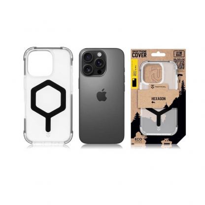 Хибриден удароустойчив кейс с MagSafe за iPhone 16 Pro - Tactical MagForce Hexagon Cover (черен-прозрачен) 6