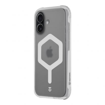 Хибриден удароустойчив кейс с MagSafe за iPhone 17 - Tactical MagForce Hexagon Cover (бял-прозрачен) 3