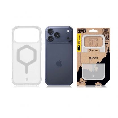 Хибриден удароустойчив кейс с MagSafe за iPhone 17 Pro Max - Tactical MagForce Hexagon Cover (бял-прозрачен) 6