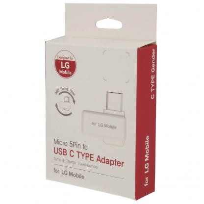 LG USB-C to microUSB Adapter - USB-C адаптер за устройства с USB-C порт (бял) 3