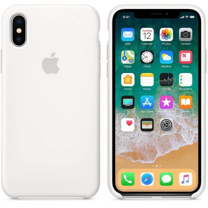 Apple Silicone Case - оригинален силиконов кейс за iPhone XS, iPhone X (бял) 2