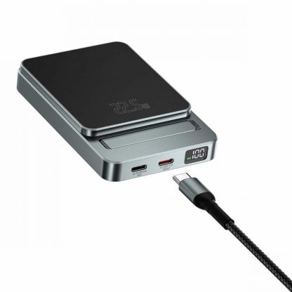 Преносима външна батерия с 2xUSB-C порта и безжично зареждане с MagSafe - 4smarts OneStyle MagSafe PowerBank 5000 mAh (черен) 2