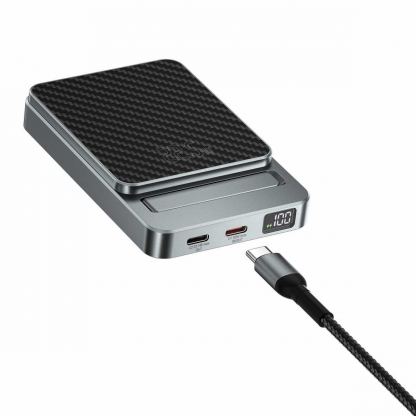 Преносима външна батерия с 2xUSB-C порта и безжично зареждане с MagSafe - 4smarts OneStyle MagSafe PowerBank 5000 mAh (кевлар) 2