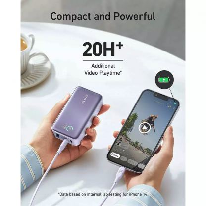 Външна батерия с 2xUSB-A и 1xUSB-C изходи с технология за бързо зареждане - Anker 533 PowerCore Power Bank 30W 10000 mAh (черен) 3