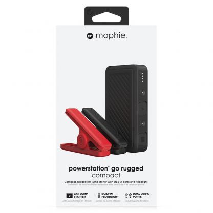 Външна батерия 2700 mAh с фенер и JumpStarter за автомобил - Mophie Powerstation GO Rugged Compact Car Jump Starter 2700 mAh (черен) 7
