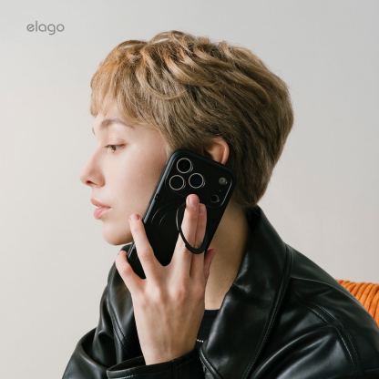 Хибриден удароустойчив кейс с MagSafe за iPhone 17 Pro Max - Elago MagSafe Armor Ring Stand Case (черен) 10