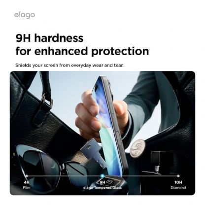 Kалено стъклено защитно покритие за дисплея на iPhone 17 Pro - Elago Tempered Glass Protector 1 Pack (черен-прозрачен) 5