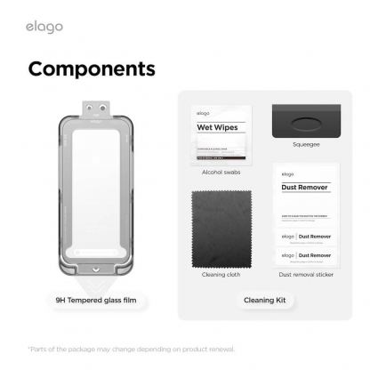 Kалено стъклено защитно покритие за дисплея на iPhone 17 Pro - Elago Tempered Glass Protector 1 Pack (черен-прозрачен) 9