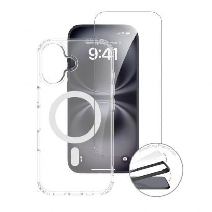 Хибриден удароустойчив кейс с MagSafe, стъклено покритие за дисплея и 20W захранване за iPhone 17 - 4smarts 3-in-1 Premium MagSafe Starter Set (прозрачен) 2