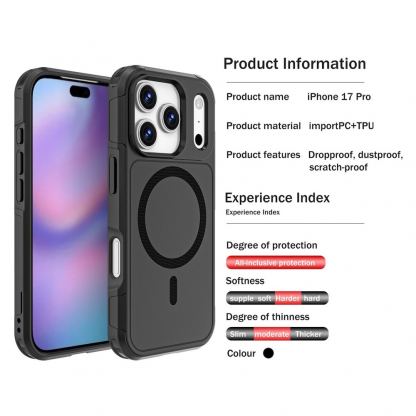 Хибриден удароустойчив кейс с MagSafe за iPhone 17 Pro - 4smarts Defend MagSafe Case (черен) 9