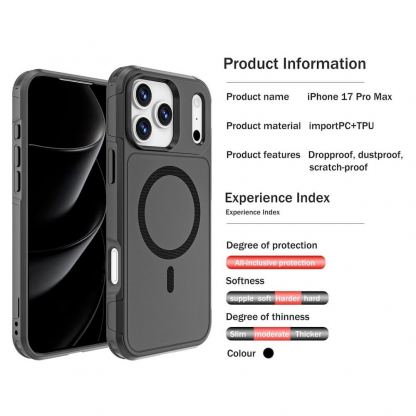 Хибриден удароустойчив кейс с MagSafe за iPhone 17 Pro Max - 4smarts Defend MagSafe Case (черен) 9