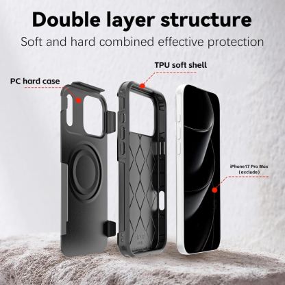 Хибриден удароустойчив кейс с MagSafe за iPhone 17 Pro Max - 4smarts Defend MagSafe Case (черен) 15