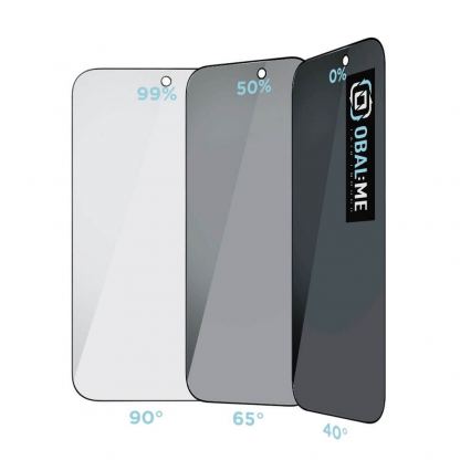 Калено стъклено защитно покритие с определен ъгъл на виждане за дисплея на iPhone 17, iPhone 17 Pro - OBALME Privacy 5D Tempered Glass Screen Protector (черен-прозрачен) 2
