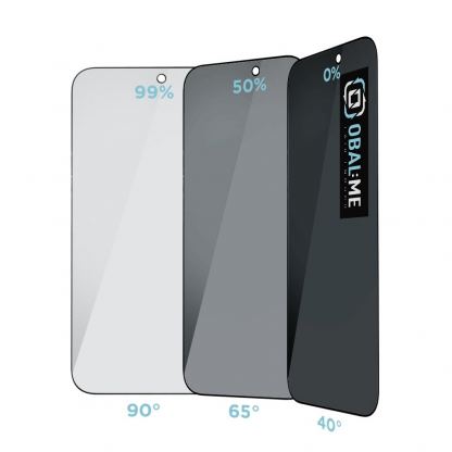 Калено стъклено защитно покритие с определен ъгъл на виждане за дисплея на iPhone 17 Pro Max - OBALME Privacy 5D Tempered Glass Screen Protector (черен-прозрачен) 2