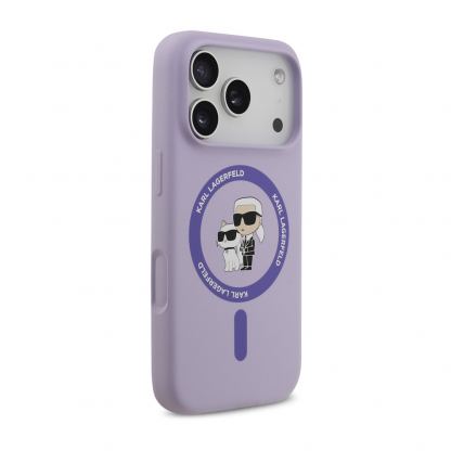 Дизайнерски силиконов кейс с MagSafe за iPhone 17 Pro - Karl Lagerfeld Liquid Silicone Karl and Choupette Heads MagSafe Case (лилав) 4