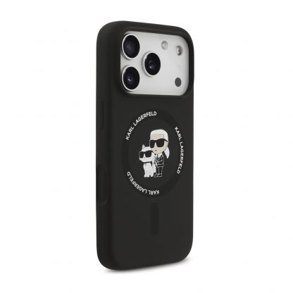 Дизайнерски силиконов кейс с MagSafe за iPhone 17 Pro - Karl Lagerfeld Liquid Silicone Karl and Choupette Heads MagSafe Case (черен) 4