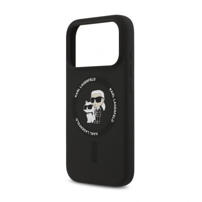 Дизайнерски силиконов кейс с MagSafe за iPhone 17 Pro - Karl Lagerfeld Liquid Silicone Karl and Choupette Heads MagSafe Case (черен) 5