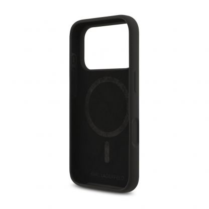 Дизайнерски силиконов кейс с MagSafe за iPhone 17 Pro - Karl Lagerfeld Liquid Silicone Karl and Choupette Heads MagSafe Case (черен) 6