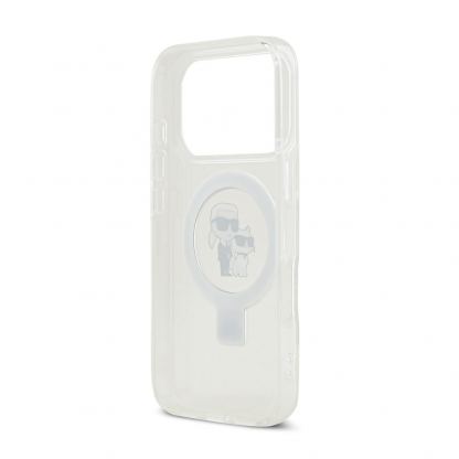 Хибриден удароустойчив кейс с MagSafe за iPhone 17 Pro - Karl Lagerfeld Ringstand Karl and Choupette MagSafe Case (бял-прозрачен) 5