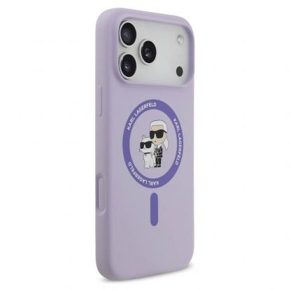 Дизайнерски силиконов кейс с MagSafe за iPhone 17 Pro Max - Karl Lagerfeld Liquid Silicone Karl and Choupette Heads MagSafe Case (лилав) 4