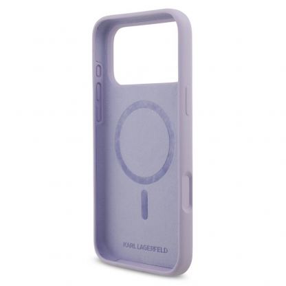 Дизайнерски силиконов кейс с MagSafe за iPhone 17 Pro Max - Karl Lagerfeld Liquid Silicone Karl and Choupette Heads MagSafe Case (лилав) 6
