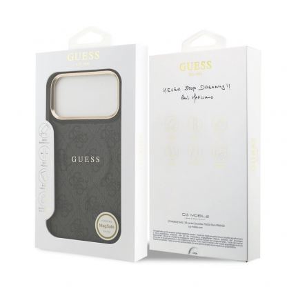 Дизайнерски кожен кейс с MagSafe за iPhone 17 Pro Max - Guess PU 4G Gold Frame MagSafe Leather Hard Case (черен) 7