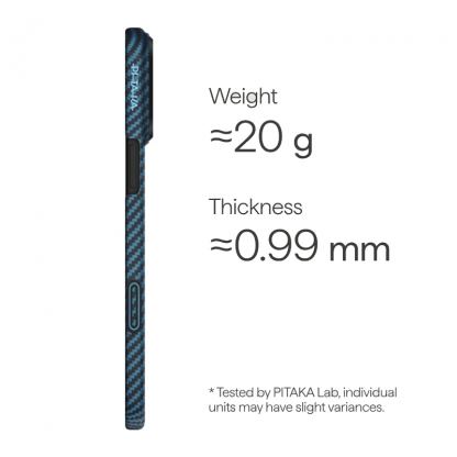 Кевларен кейс с MagSafe за iPhone 17 Pro (син)  - Pitaka Ultra Slim Case Aramid Fiber 600D 3