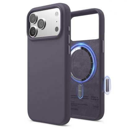 Силиконов (TPU) калъф с MagSafe за iPhone 17 Pro Max - Elago Magnetic Soft Silicone Case (тъмнолилав) 11
