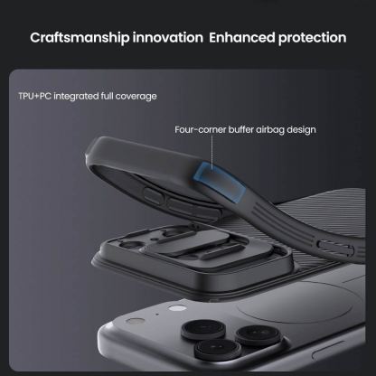 Хибриден удароустойчив кейс за iPhone 17 Pro - Nillkin CamShield Pro Hard Case (черен) 5