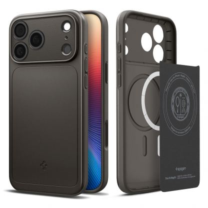 Качествен тънък матиран кейс с MagSafe за iPhone 17 Pro - Spigen Thin Fit MagSafe Case (тъмносив) 2