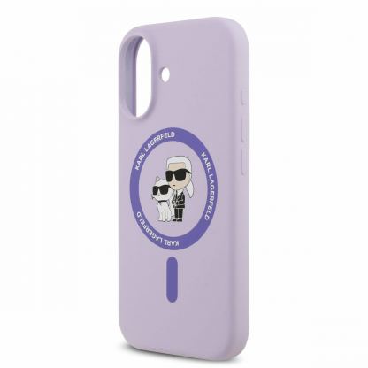 Дизайнерски силиконов кейс с MagSafe за iPhone 17 - Karl Lagerfeld Liquid Silicone Karl and Choupette MagSafe Case (лилав) 4