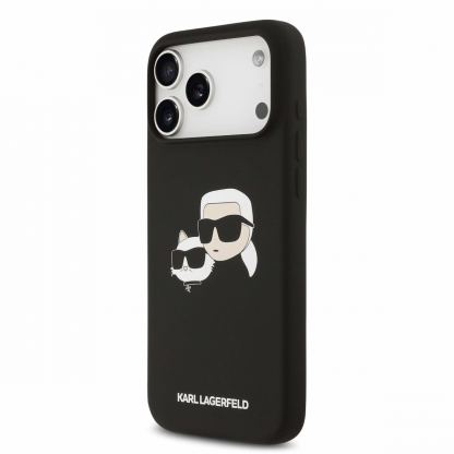 Дизайнерски силиконов кейс с MagSafe за iPhone 17 Pro Max - Karl Lagerfeld Liquid Silicone Double Heads MagSafe Case (черен) 2