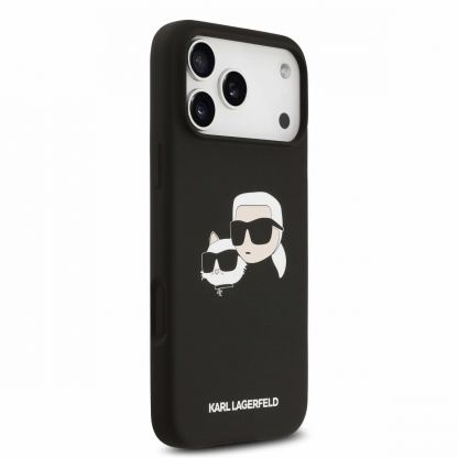 Дизайнерски силиконов кейс с MagSafe за iPhone 17 Pro Max - Karl Lagerfeld Liquid Silicone Double Heads MagSafe Case (черен) 4